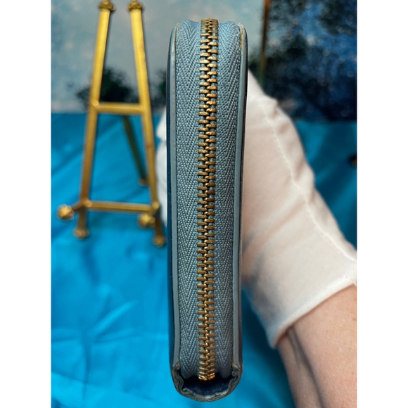 Celine Wallet Unisex Two Tone Blue Leather Zip Around Excellent Condition - Picture 5 of 15